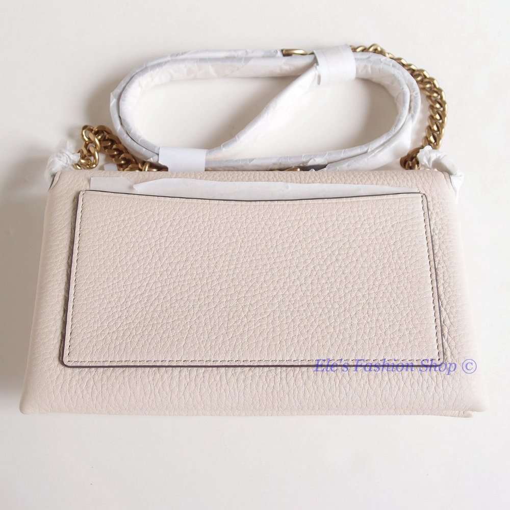 NWT Tory Burch Kira Chevron Leather Wallet On a Chain WOC New Cream AUTHENTIC - Picture 10 of 16